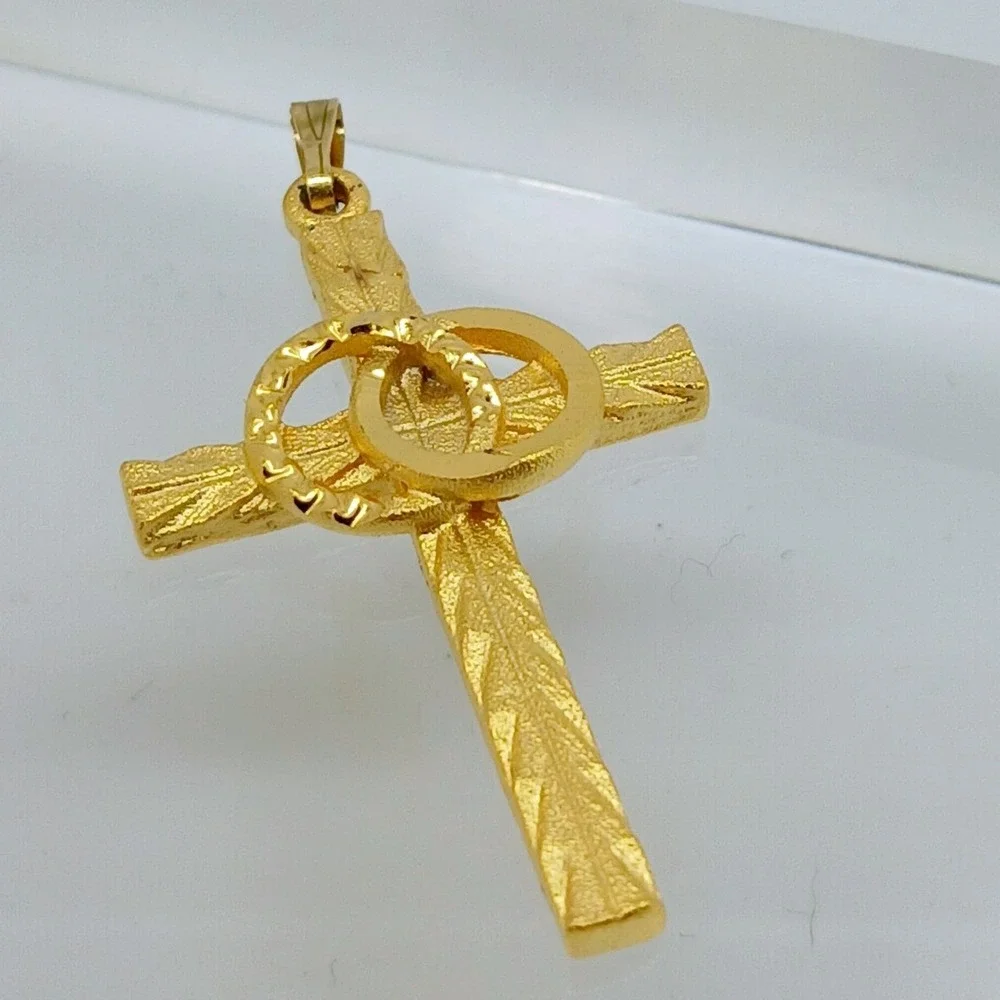 Karatbond Vintage Y2K Gold Textured Cross Pendant Interlocking Wedding Rings USA